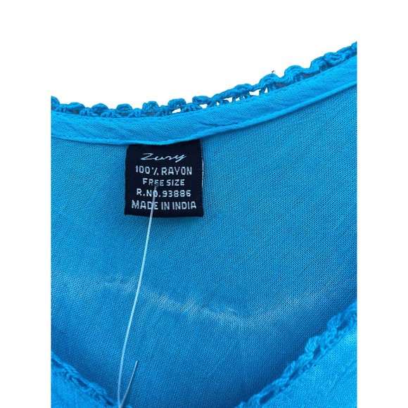 Zury women’s One Size OS Rayon blue tie dye flowy dress Made in India - Picture 7 of 11